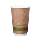 Vegware 16oz Kraft Premium Double Wall Coffee Cup | Compostable Coffee Cups | Good Food Warehouse