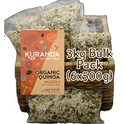 Organic Muesli 3kg - Quinoa FRUIT FREE - Kuranda Wholefoods (6x500g)
