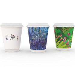 Vegware 8oz Compostable Double Wall Gallery Coffee Cup | Compostable Coffee Cups | Good Food Warehouse