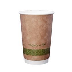 Vegware 16oz Kraft Premium Double Wall Coffee Cup | Compostable Coffee Cups | Good Food Warehouse