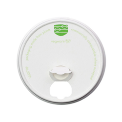 Vegware 79mm White Paper Sipper Lid  | Compostable Coffee Cups Lid | Good Food Warehouse