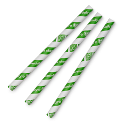 Vegware Jumbissimo Green Swirl Paper Straws | Best Compostable Cup Supplier | Good Food Warehouse